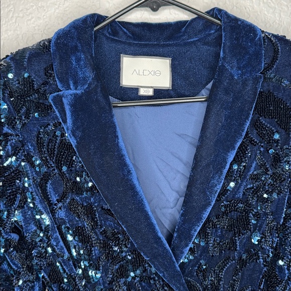 NEW Alexis Pamina Sequin Velvet Romper Midnight Blue XS New Years Going Out Glam - Picture 5 of 16